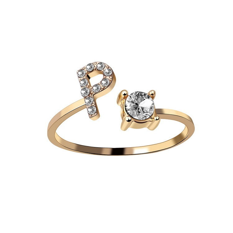 Adjustable Initial Letter Ring - 26 Letters Available
