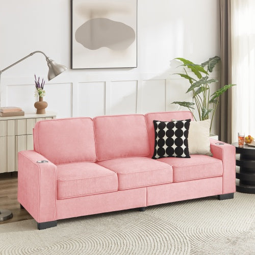 3-Seater Corduroy Fabric Sofa - Modern Compressed Couch