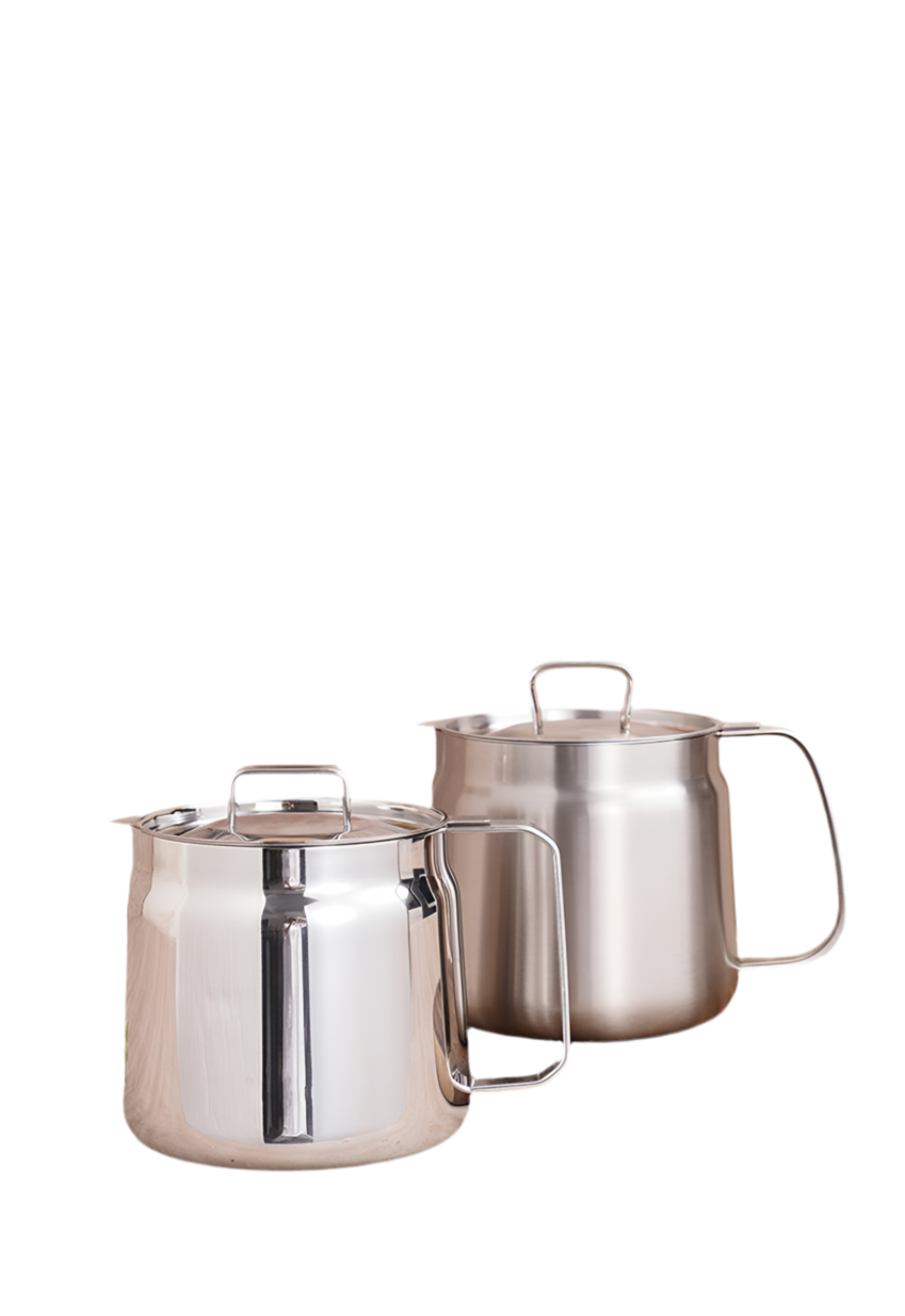 304 Stainless Steel Oil Filter Pot - 67oz Kitchen Fryer with Strainer & Lid