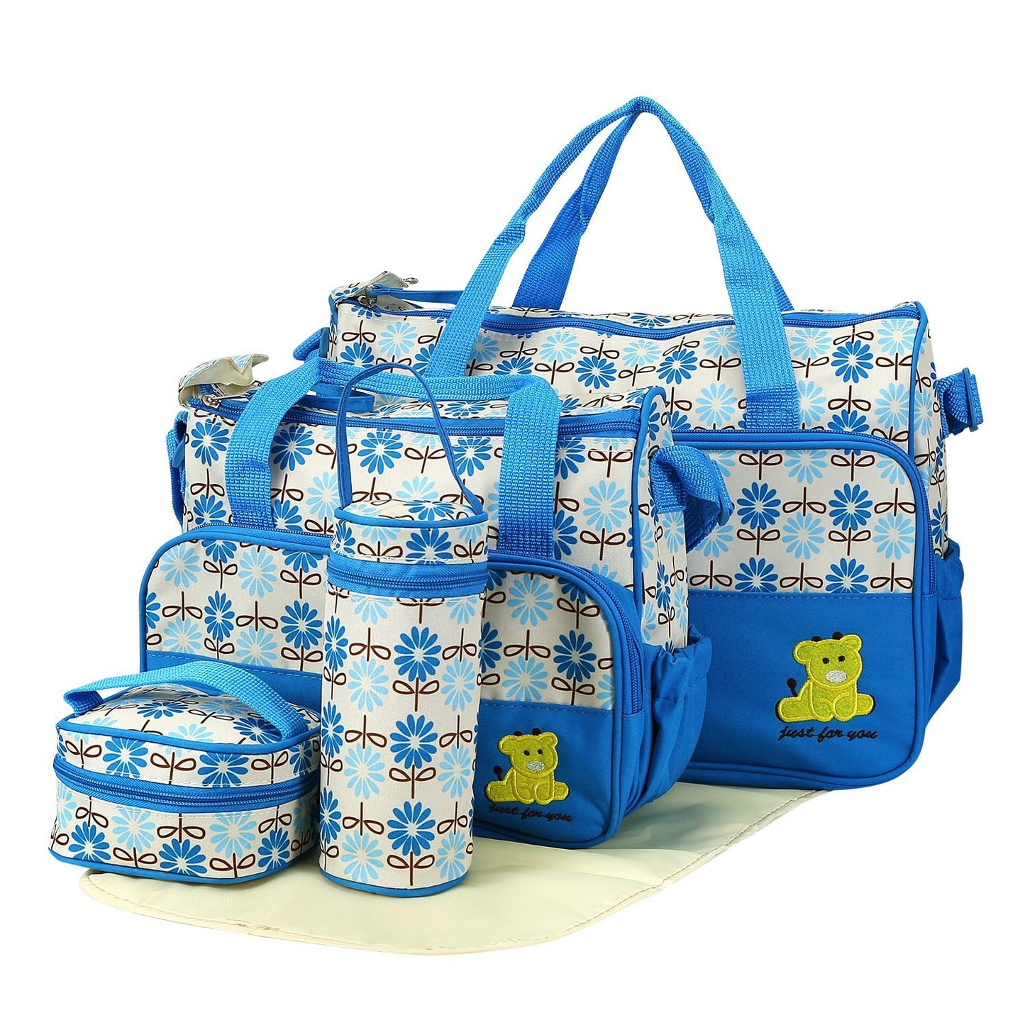 5-Piece Baby Diaper Bag Set - Travel Tote with Changing Pad & Insulated Pockets