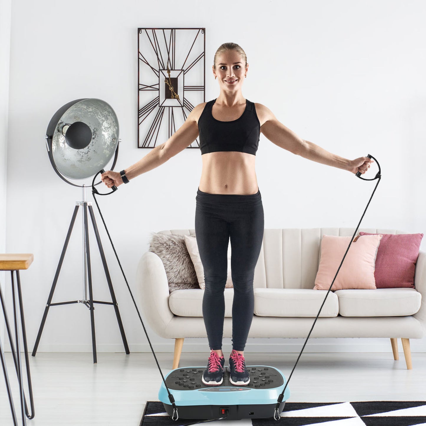 Vibration Exercise Platform with Resistance Bands - Whole Body Fitness Machine