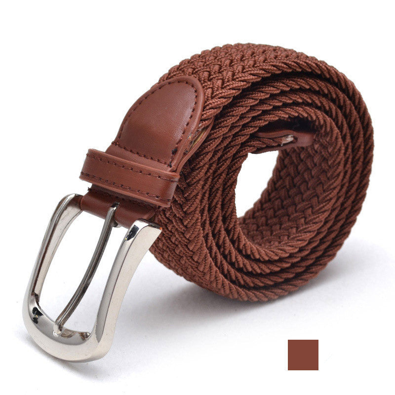 Unisex Braided Elastic Belt - Stretch Canvas Belt for Men & Women