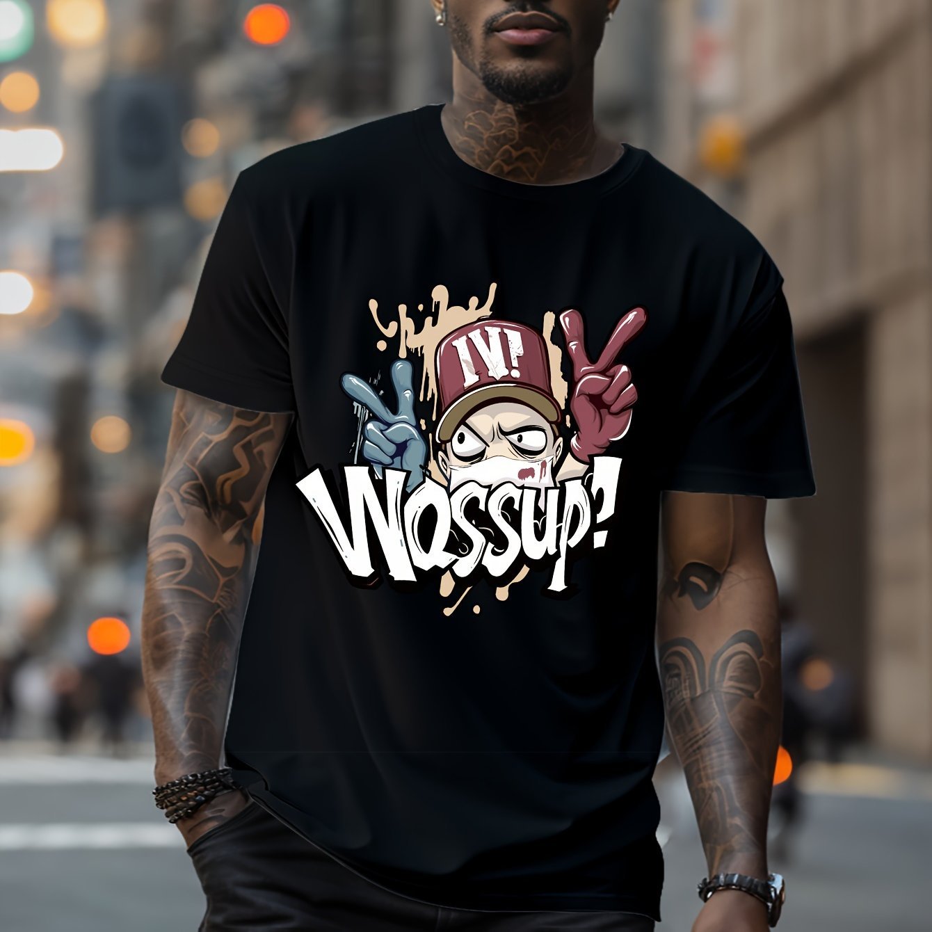 What's Up Men's Graphic T-Shirt - Casual Summer Style