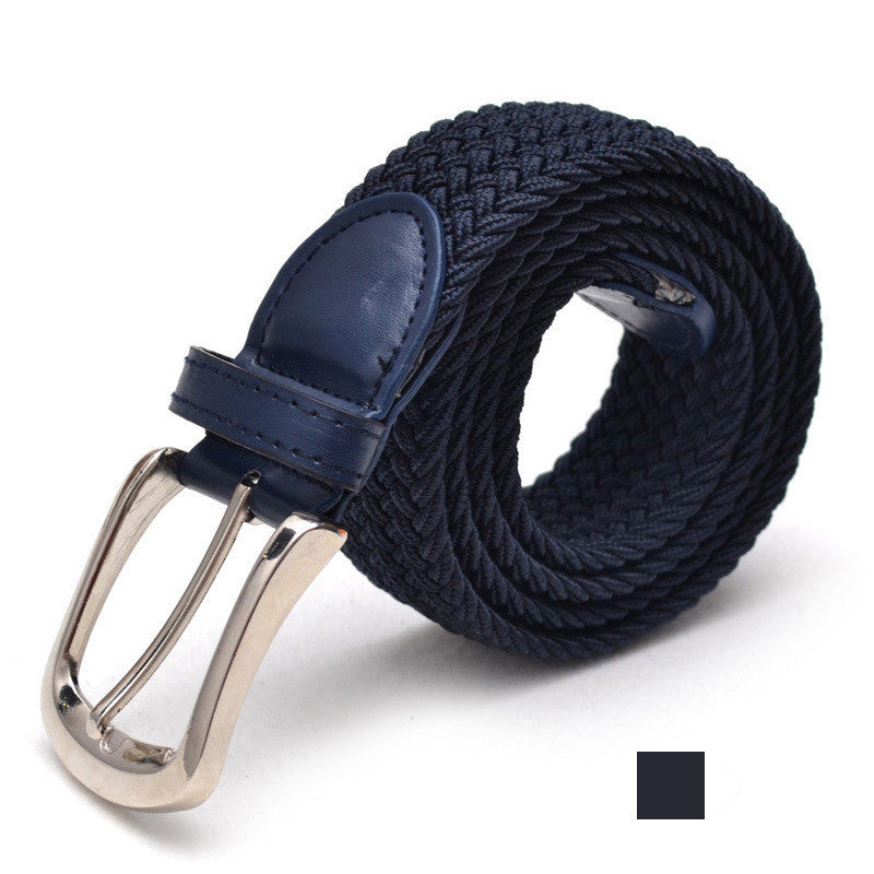 Unisex Braided Elastic Belt - Stretch Canvas Belt for Men & Women