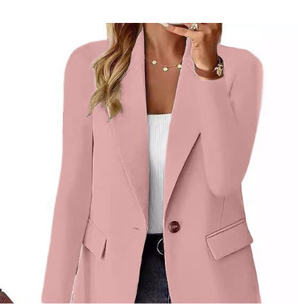 Women's Casual Button Lapel Blazer Jacket