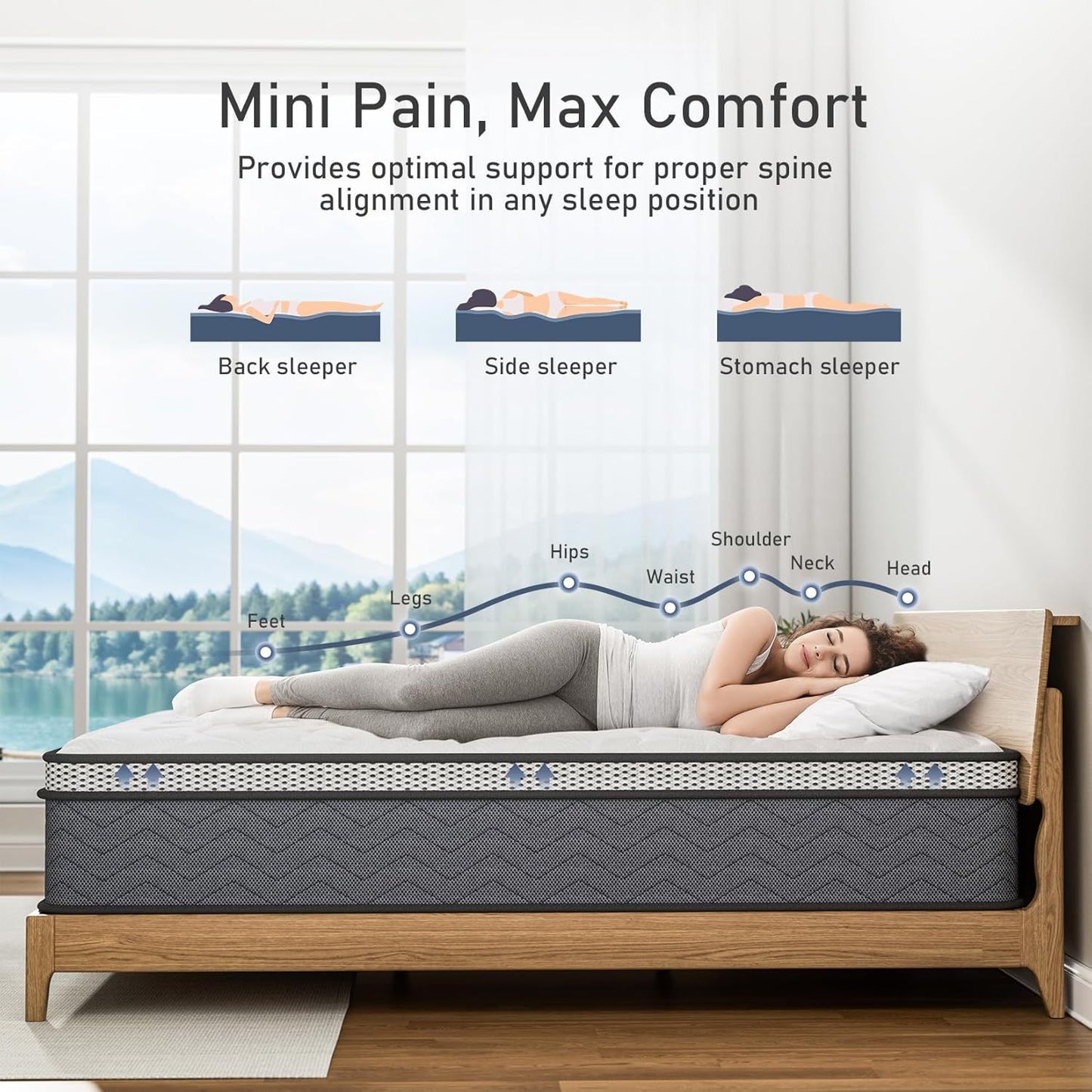 Twin Hybrid Innerspring Mattress - Plush Foam Spring Bed | Medium Firmness XANGLO