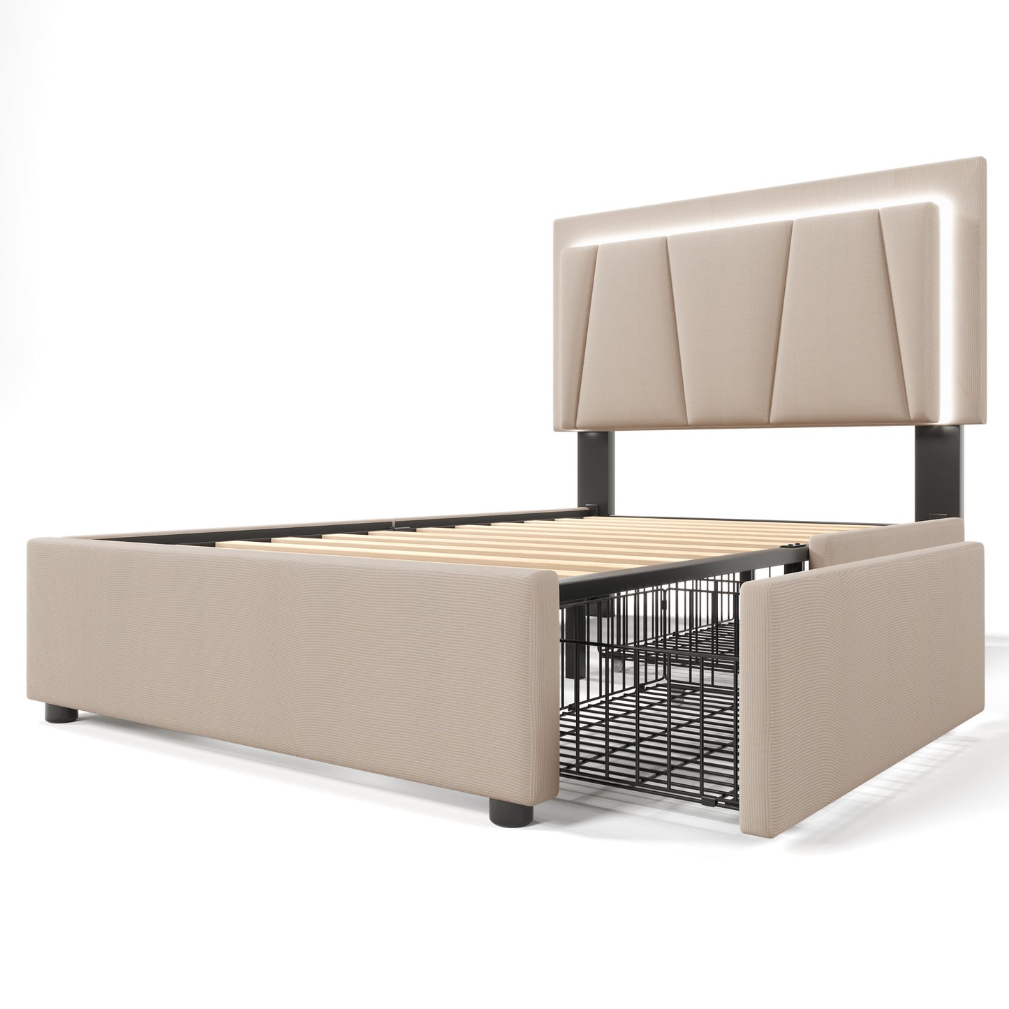 Wooden Storage Bed Frame with Drawers - 90cm x 200cm Single Bed