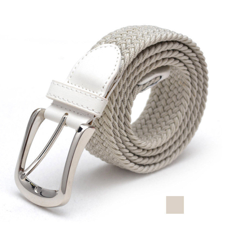 Unisex Braided Elastic Belt - Stretch Canvas Belt for Men & Women