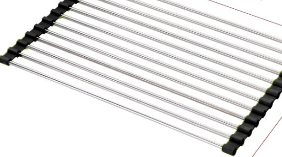 Folding Kitchen Sink Rack - Stainless Steel Drain Organizer