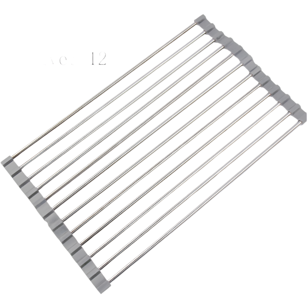 Folding Kitchen Sink Rack - Stainless Steel Drain Organizer