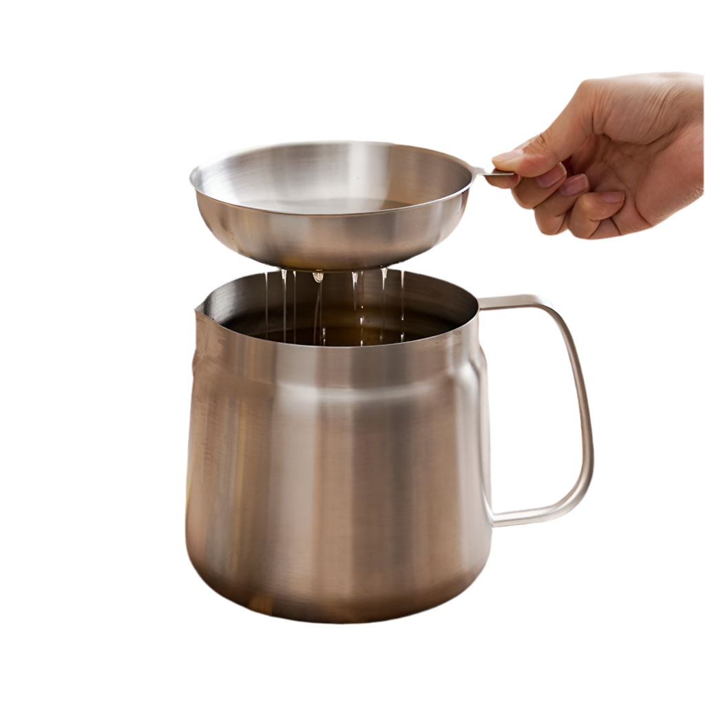 304 Stainless Steel Oil Filter Pot - 67oz Kitchen Fryer with Strainer & Lid