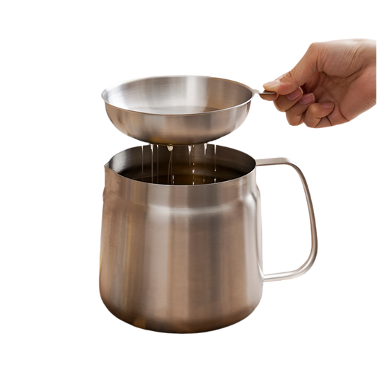 304 Stainless Steel Oil Filter Pot - 67oz Kitchen Fryer with Strainer & Lid