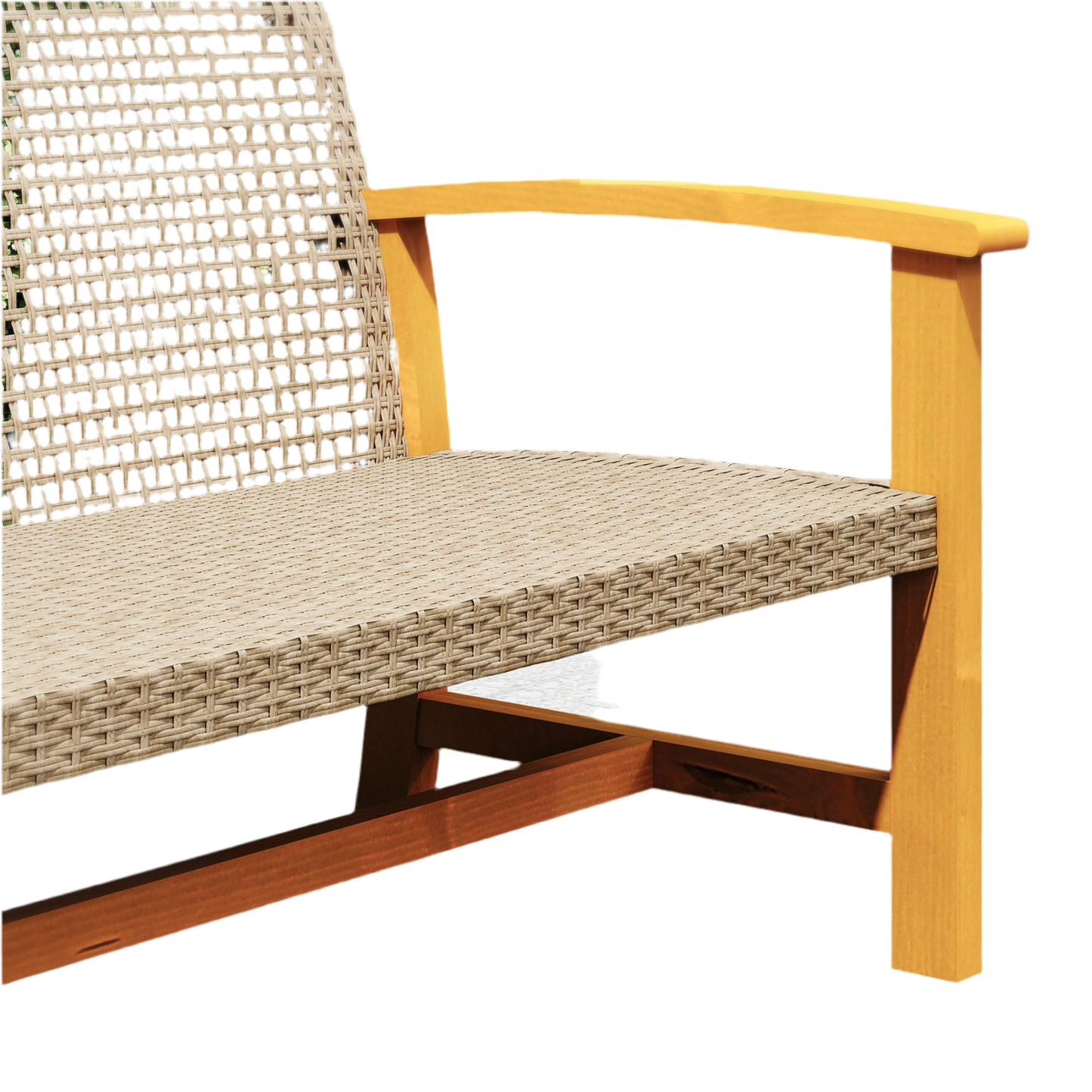 3-Seat Wicker Outdoor Patio Sofa - Teak