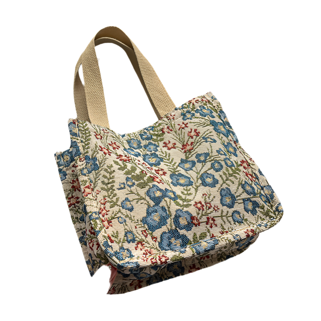 Floral Canvas Handbag - Large Capacity Shoulder Bag for Women