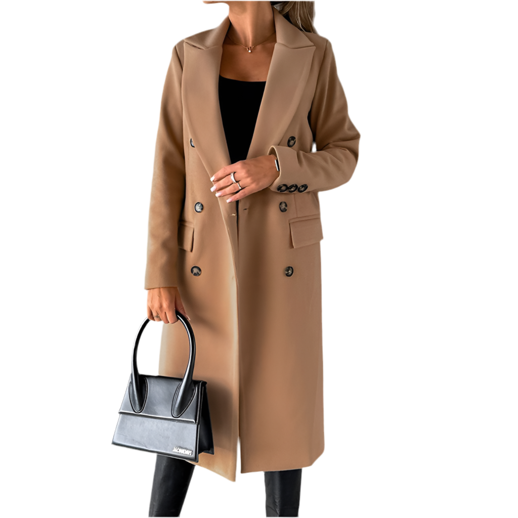 Double Breasted Lapel Coat Winter Slim Long Jacket