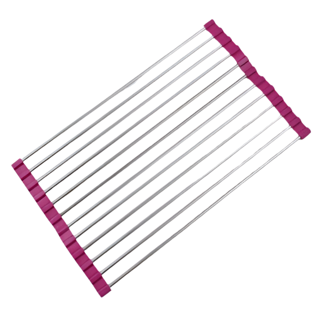 Folding Kitchen Sink Rack - Stainless Steel Drain Organizer