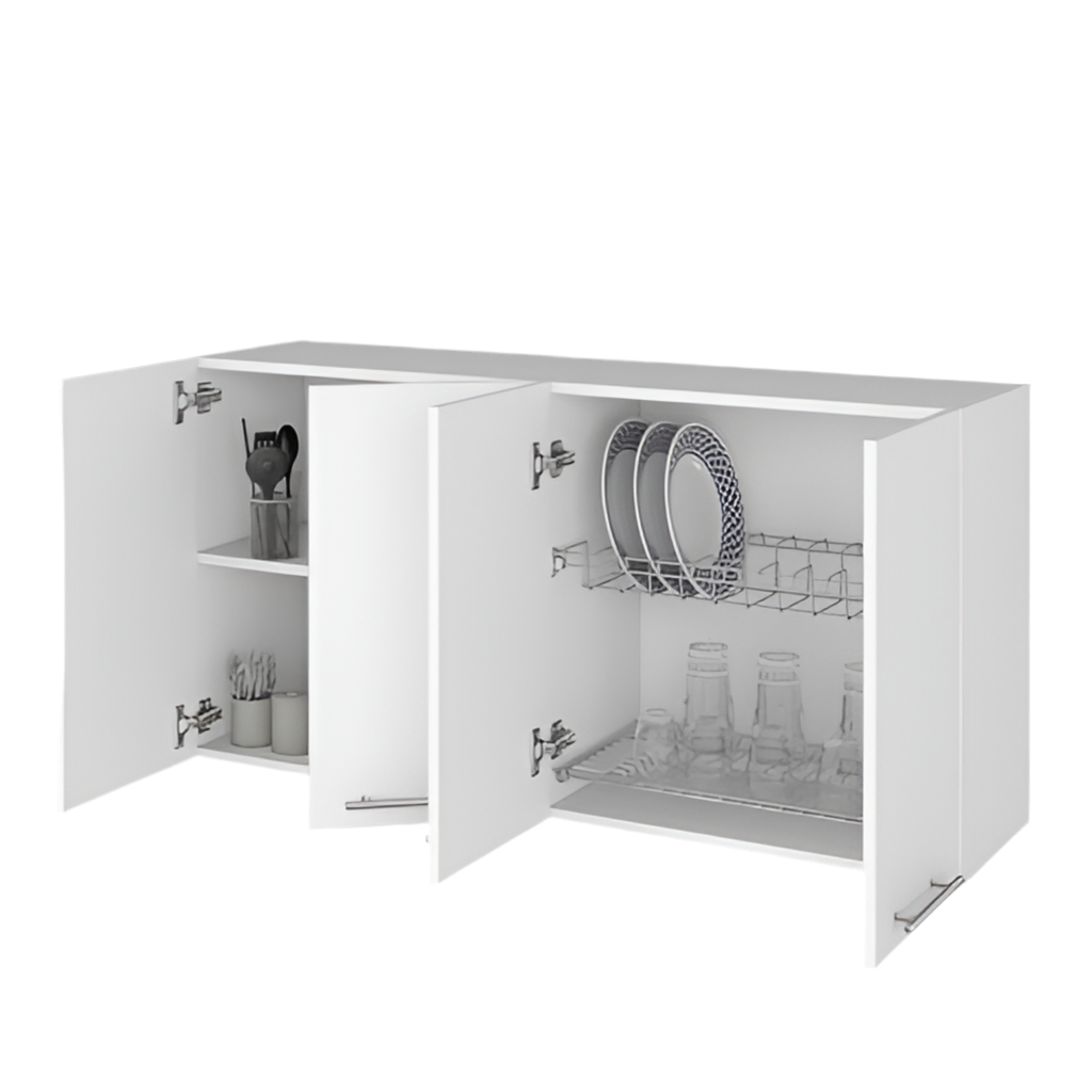 Durham Kitchen Cabinet - Four Door White Storage Cabinet