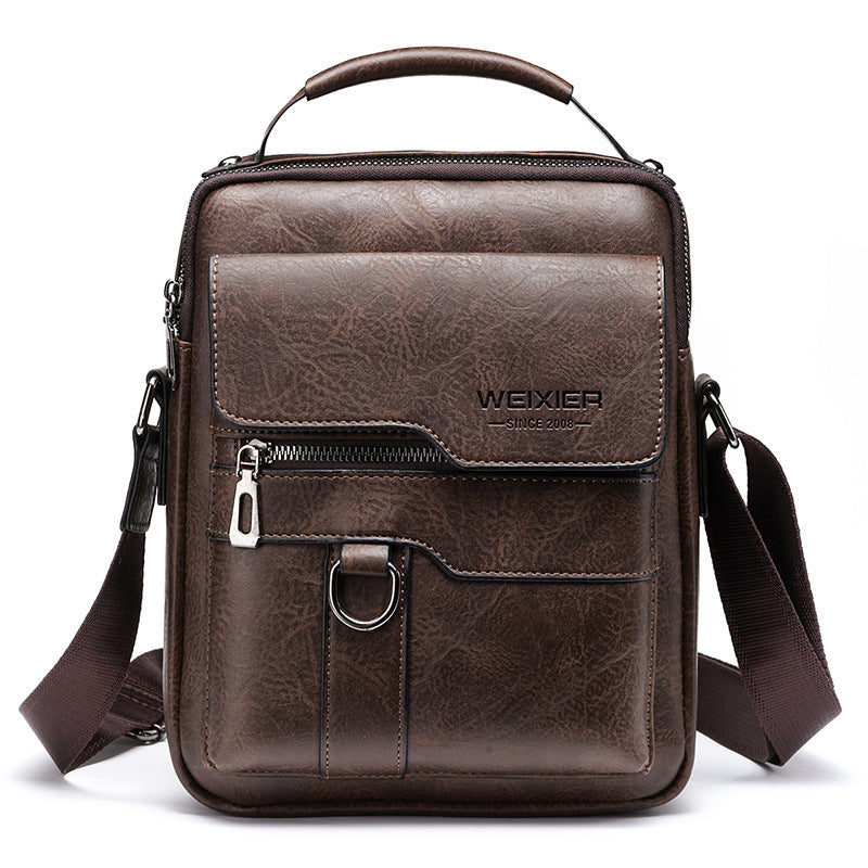 Men's PU Leather Messenger Bag - Retro Business Crossbody Bag