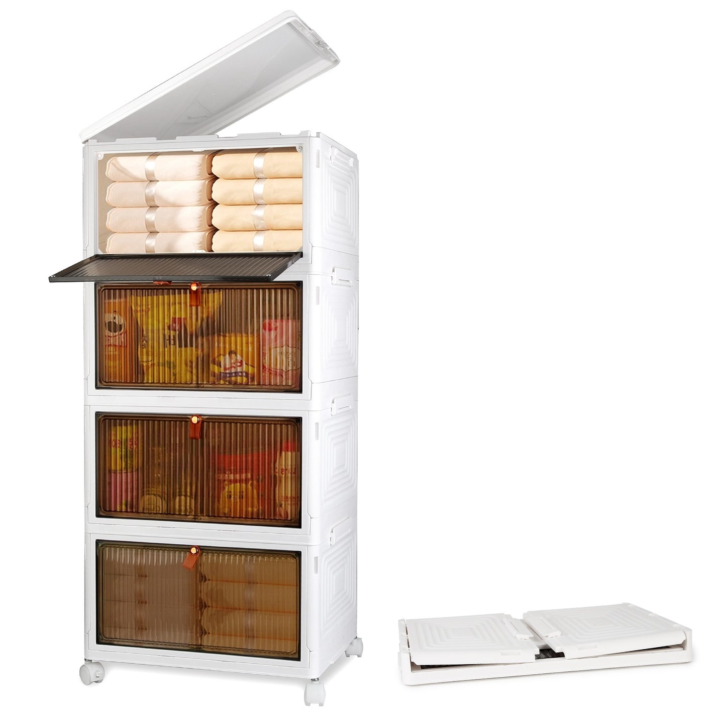 4Pc Foldable Storage Bins With Lid