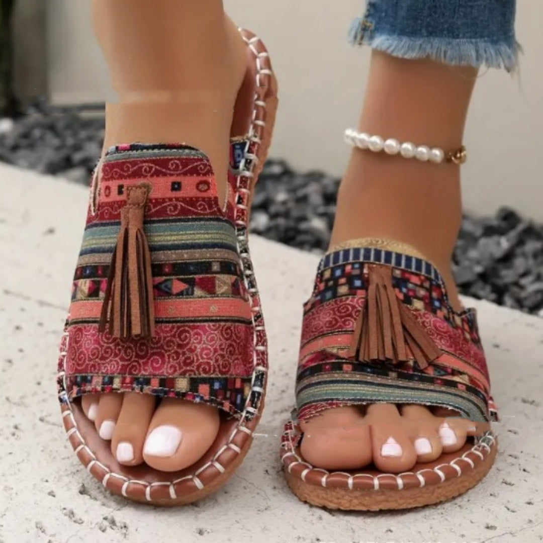 Women's Tassel Large Size Flat Bottom Slippers