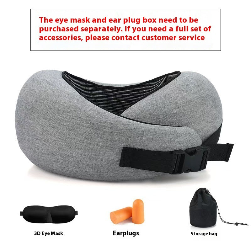 Memory Foam Travel Neck Pillow - U-Shape Adjustable Support for Airplane Car Office