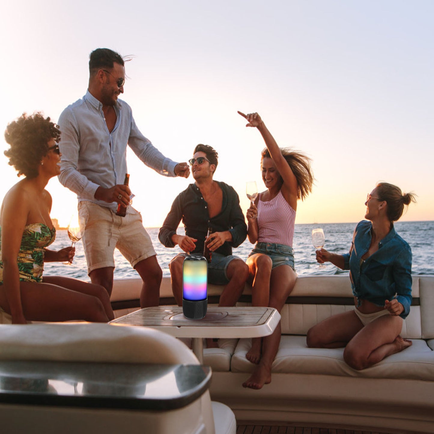 Wireless Portable Speaker with LED Color-Changing Lights - Bluetooth Stereo for Party & Travel