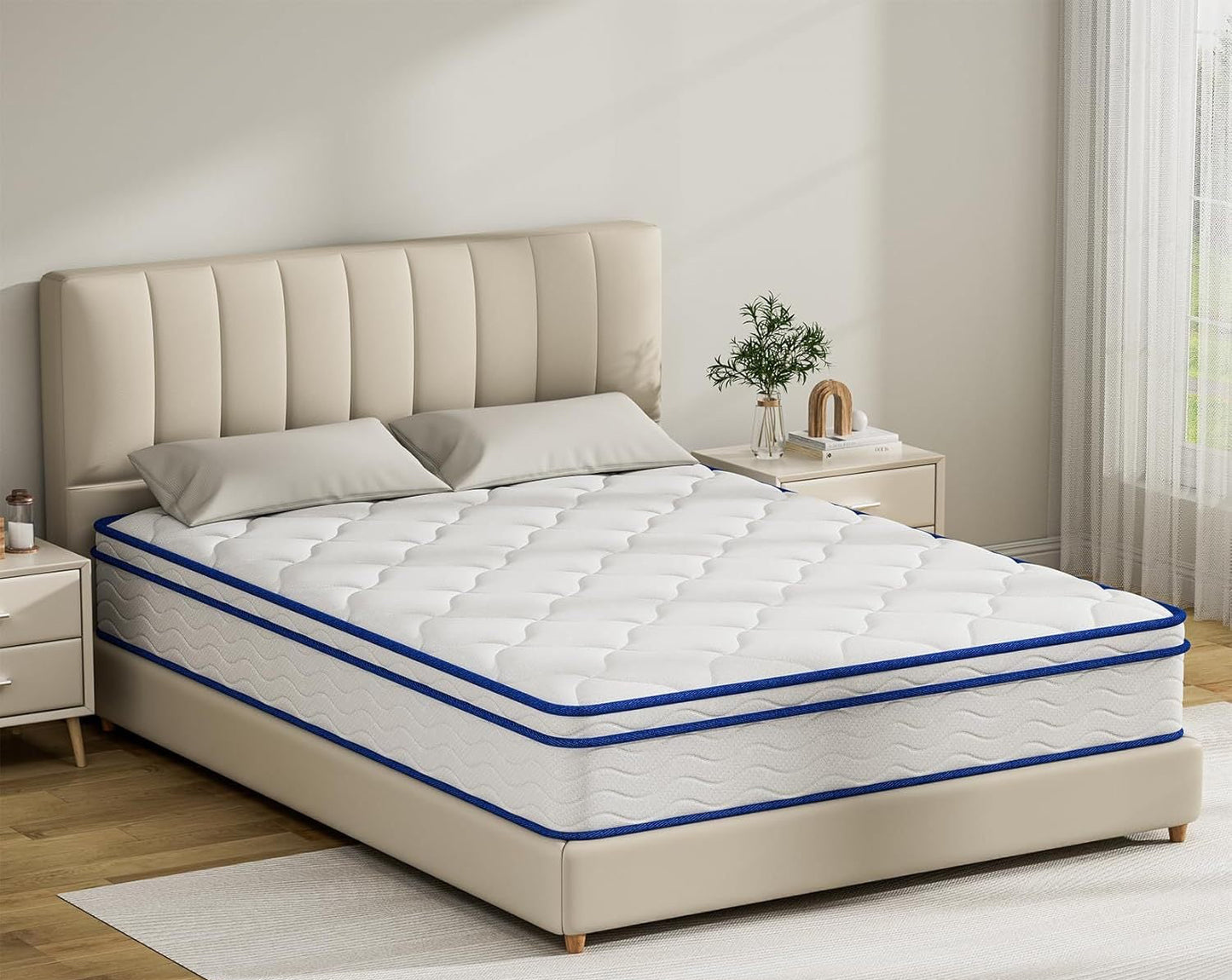 Single Bed Hybrid Mattress - Medium Firm Memory Foam & Spring, CertiPUR-US Certified