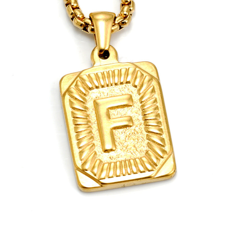 Men's Gold-Plated Stainless Steel Letter Pendant Necklace