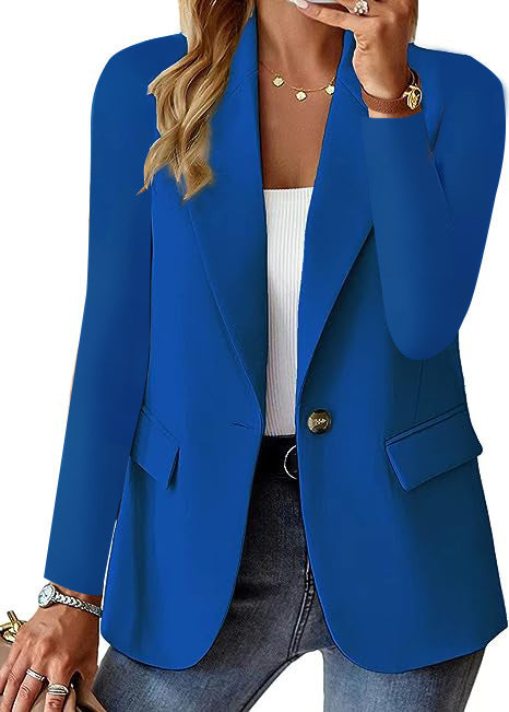 Women's Casual Button Lapel Blazer Jacket