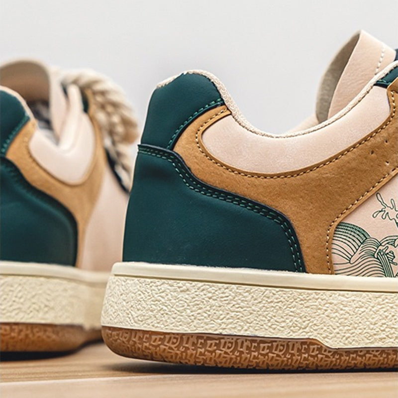 Men's Casual Lace-Up Sneakers - Comfortable Platform Walking Shoes