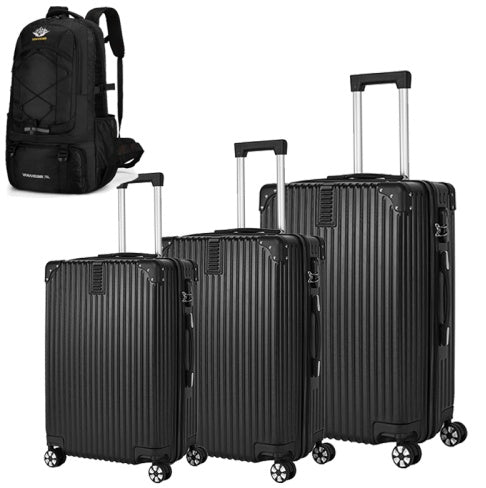 3-Piece Hard Shell Luggage Set - Travel Suitcase with 4-Wheel Rollers