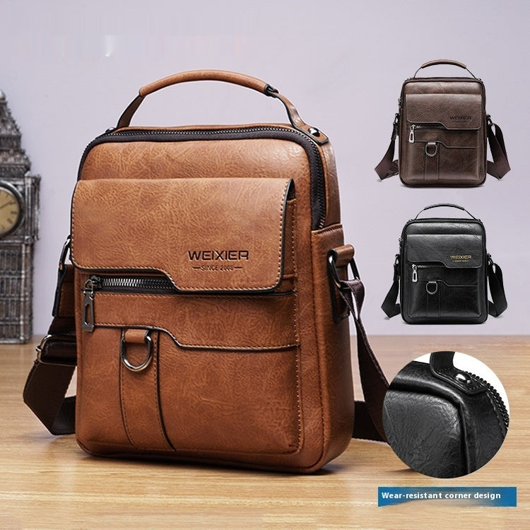 Men's PU Leather Messenger Bag - Retro Business Crossbody Bag
