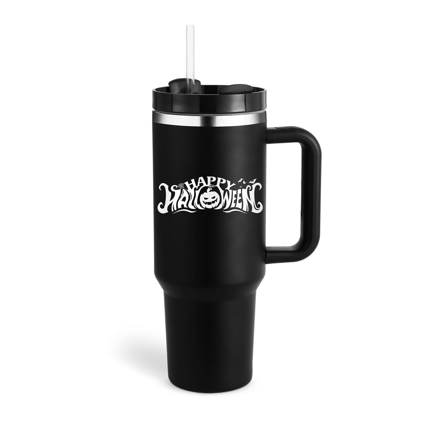 40 Oz Insulated Tumbler with Handle & Straw - Stainless Steel Travel Mug