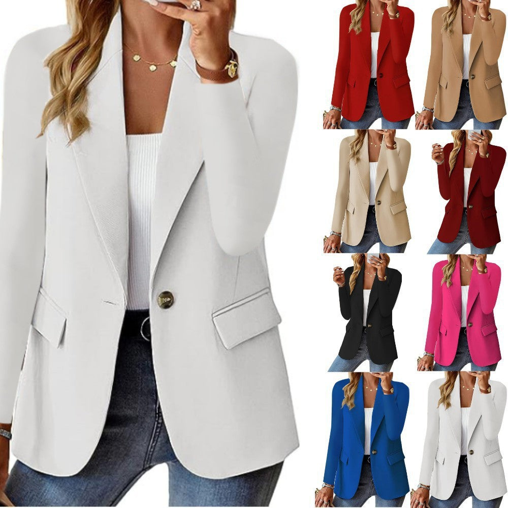 Women's Casual Button Lapel Blazer Jacket