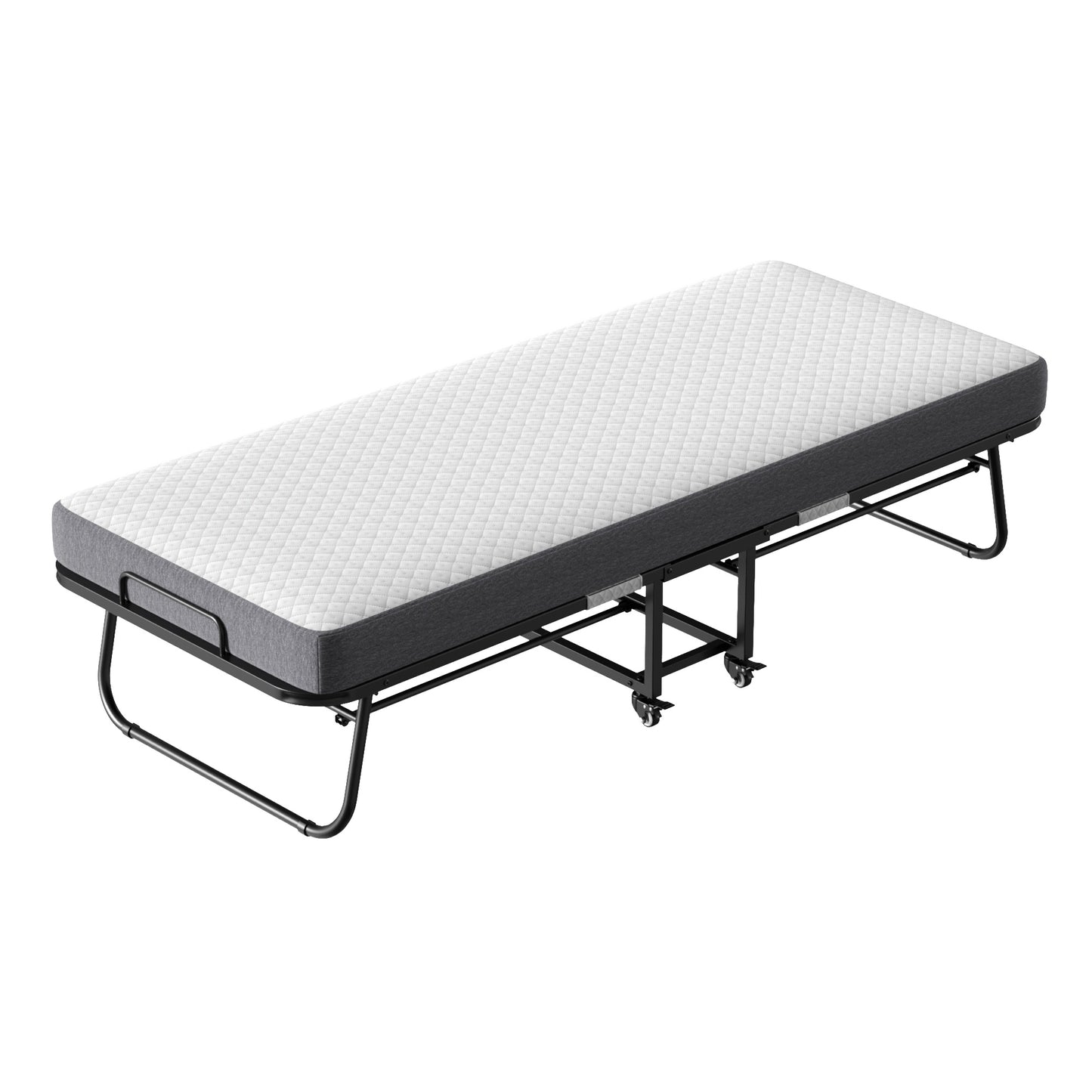Folding Bed With Mattress Foam Mattress All Steel Pipe Frame