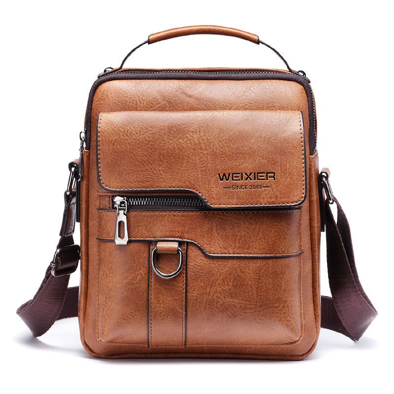 Men's PU Leather Messenger Bag - Retro Business Crossbody Bag
