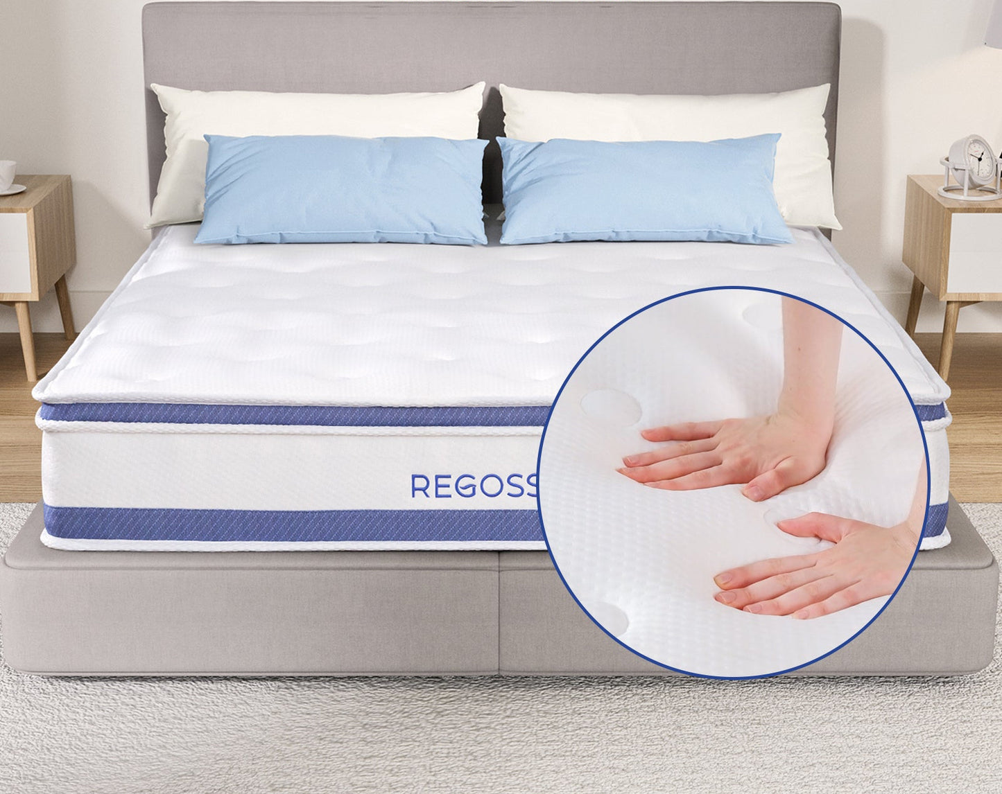 Twin Hybrid Mattress - Individual Pocket Springs | Medium Soft Plush Foam REGOSS
