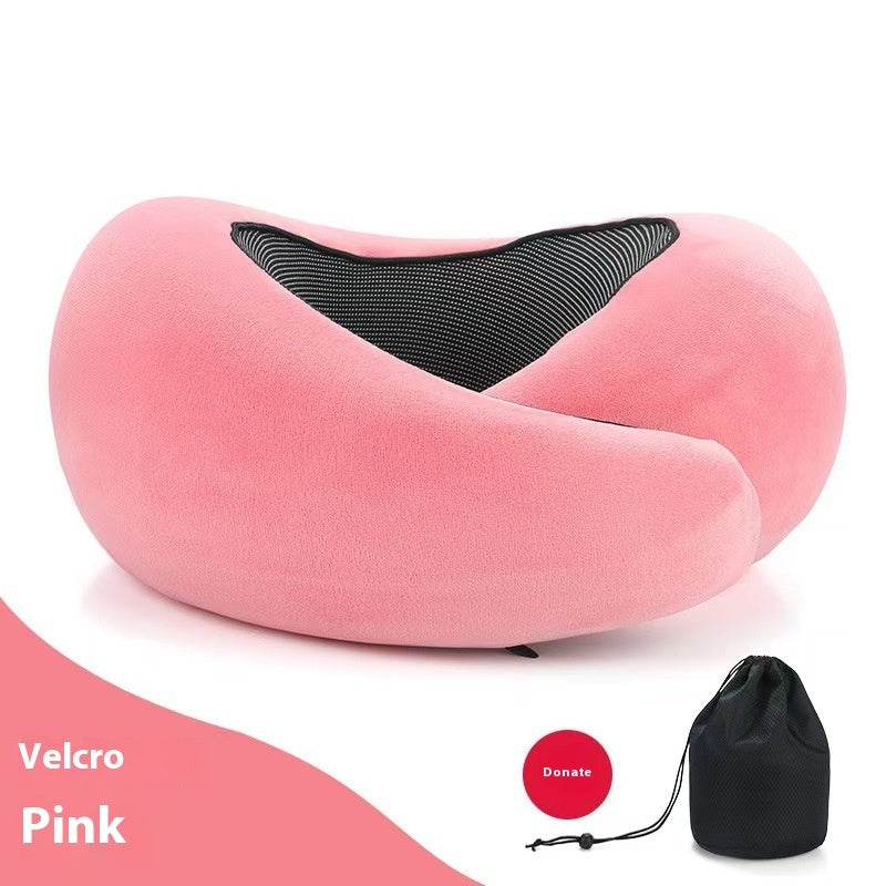 Memory Foam Travel Neck Pillow - U-Shape Adjustable Support for Airplane Car Office