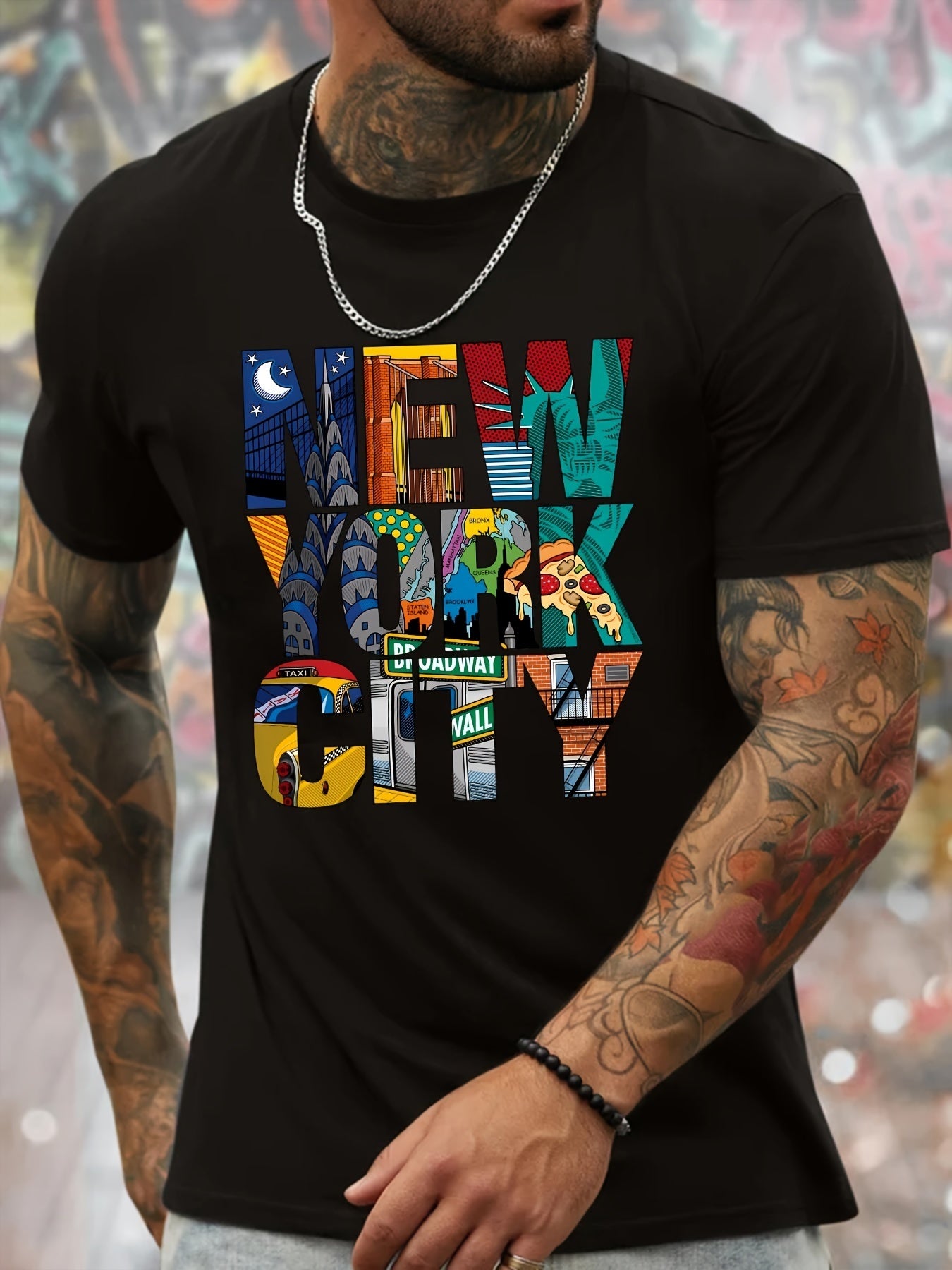 New York City Graphic T-Shirt - Men's Stretch Short Sleeve