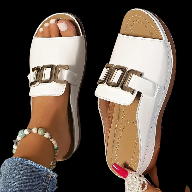 Women's Chain Wedge Sandals - Summer Platform Slides with Thick Bottom