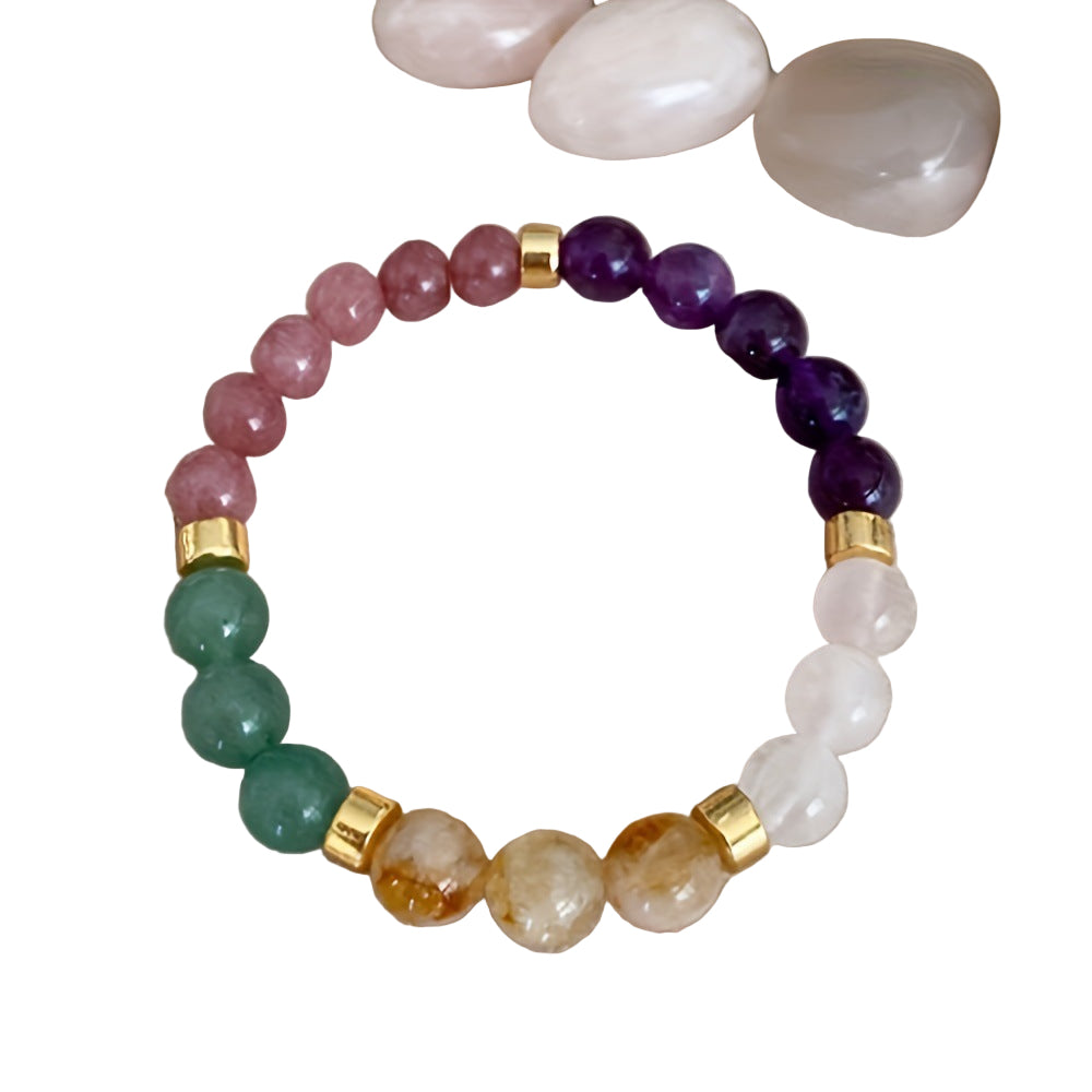 Natural Stone Crystal Bracelet - Citrine Malachite Healing Stones