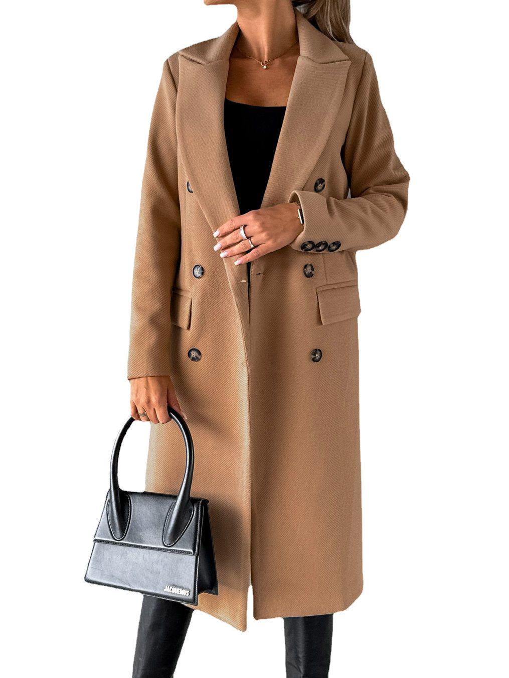 Double Breasted Lapel Coat Winter Slim Long Jacket