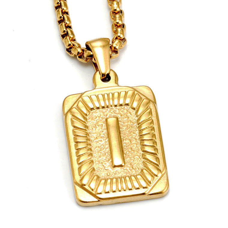 Men's Gold-Plated Stainless Steel Letter Pendant Necklace