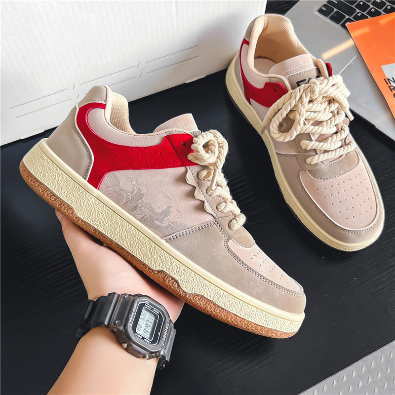 Men's Casual Lace-Up Sneakers - Comfortable Platform Walking Shoes